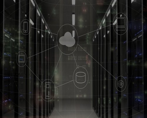 Server room with secure cloud infrastructure